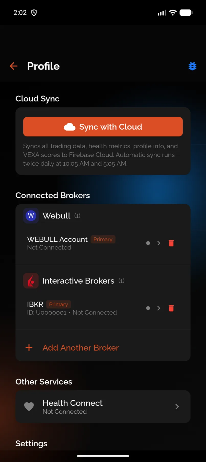 Connected accounts, and where a new one is added — Android