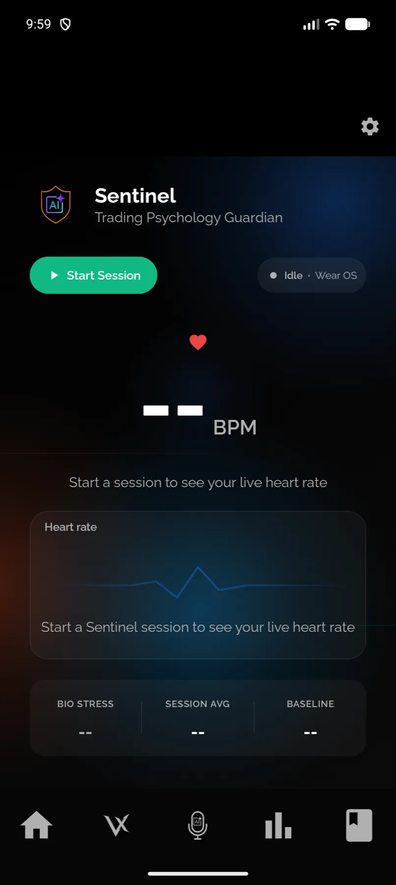 Sentinel, with session state and bio-stress — Android