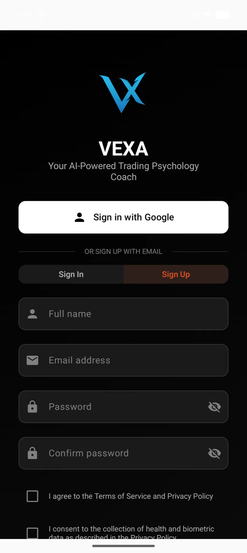 Creating an account — Android