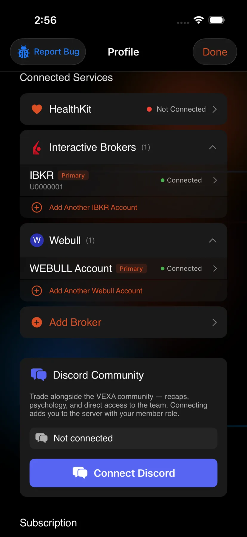 Connected accounts, and where a new one is added — iPhone