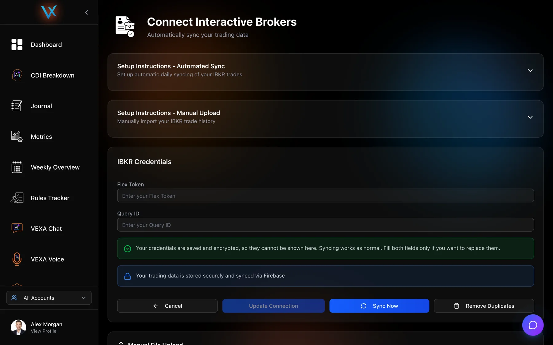 IBKR Flex setup, where the two query types are chosen — Web