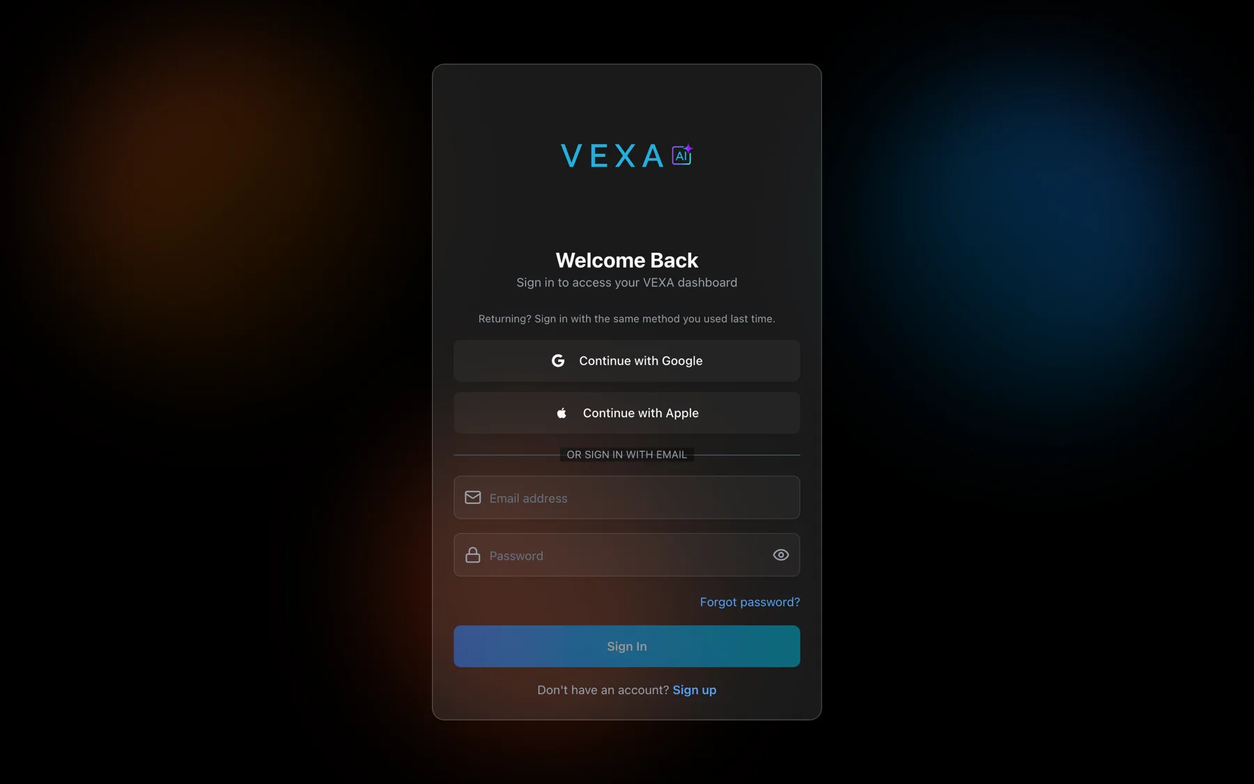The sign-in screen — Web